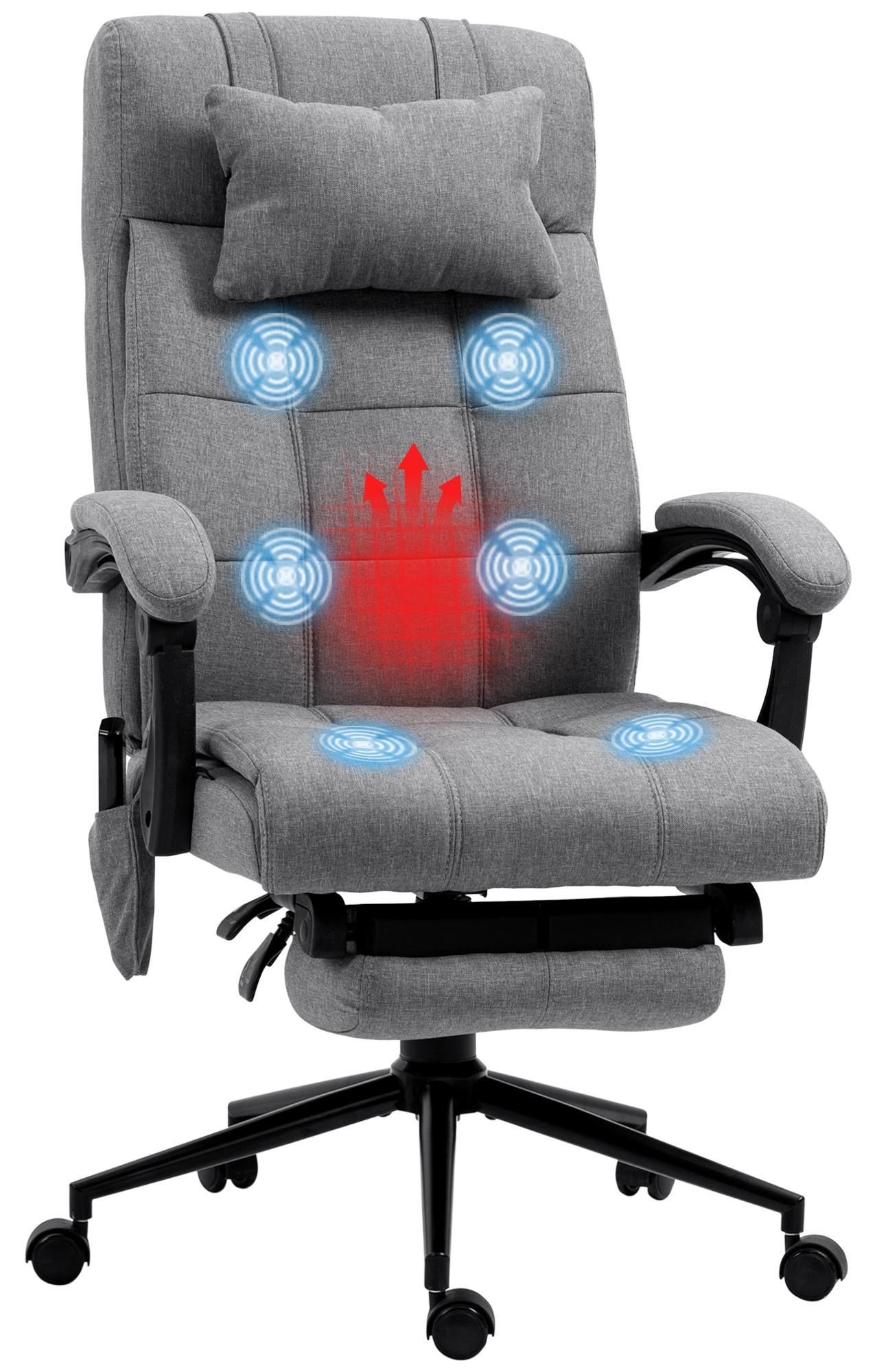 Vinsetto Bürostuhl mit Massagefunktion, Ergonomisch PC Stuhl mit Liegefunktion 921-658V90GY