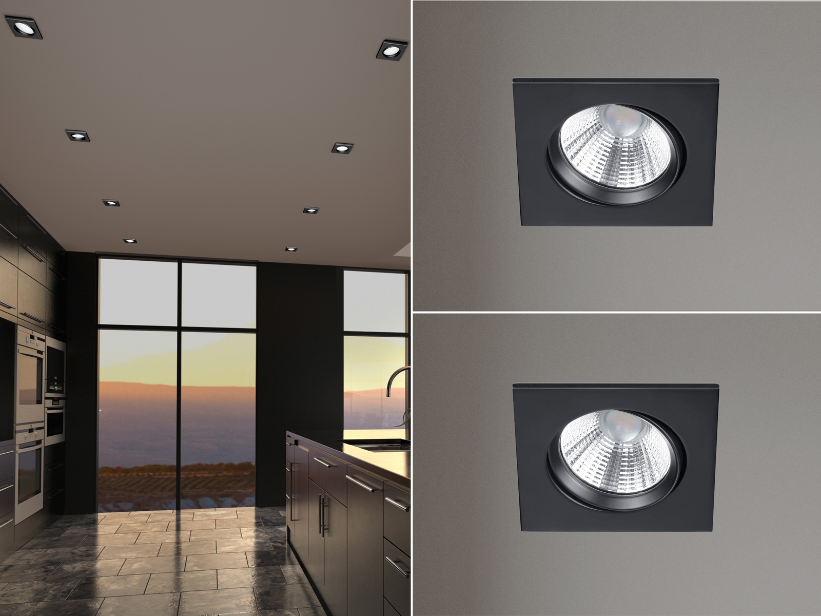 Meine Wunschleuchte 2 LED Einbaustrahler Decke eckig schwenkbar dimmbar Schwarz matt 5,5W Bürolampen 6504102S132