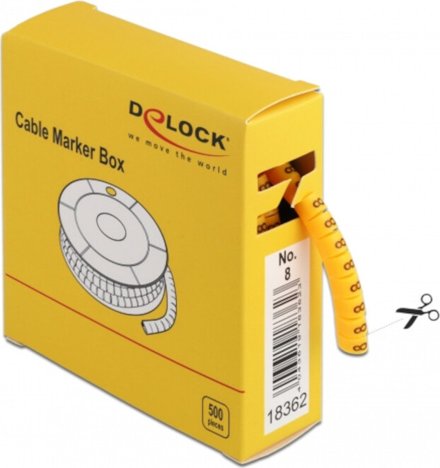DELOCK Kabelmarker Box, Nr: 8, gelb, 500 Stück
