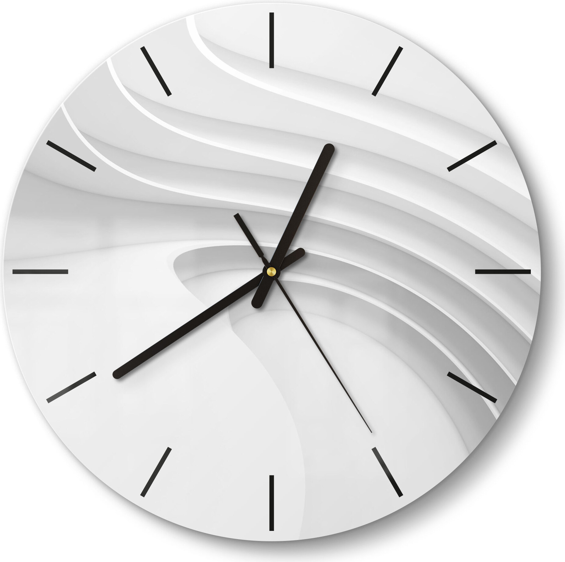 DEQORI Glasuhr Ø30 cm Modern 'Fließende Lamellenlinien' Wanduhr Glas Uhr Design leise WC-D30-M-1661