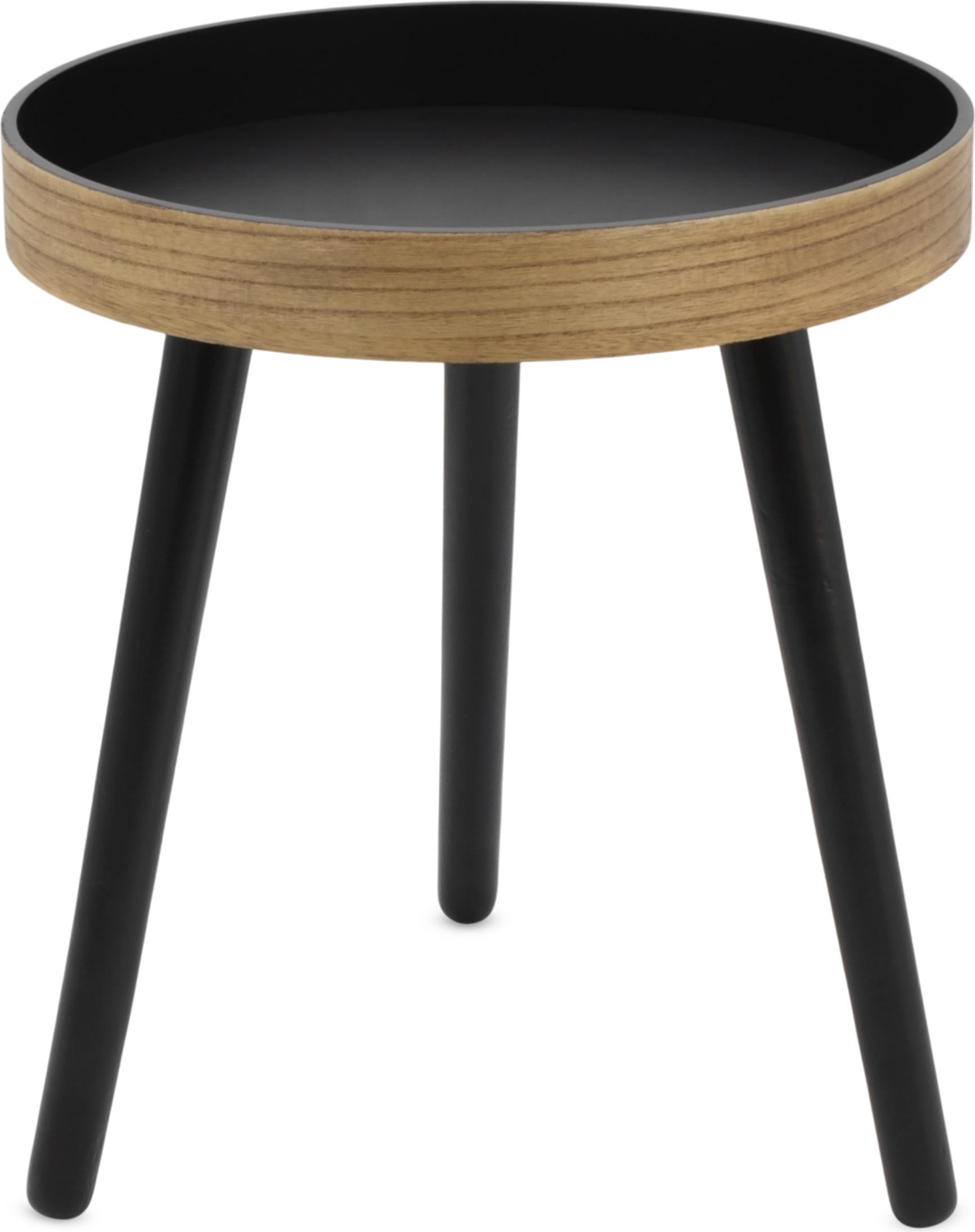 Spetebo 2.05 Holz Beistelltisch mit runder Tischplatte in natur / schwarz - ca. Ø 38 cm x 43 cm - Deko Sofa Tisch