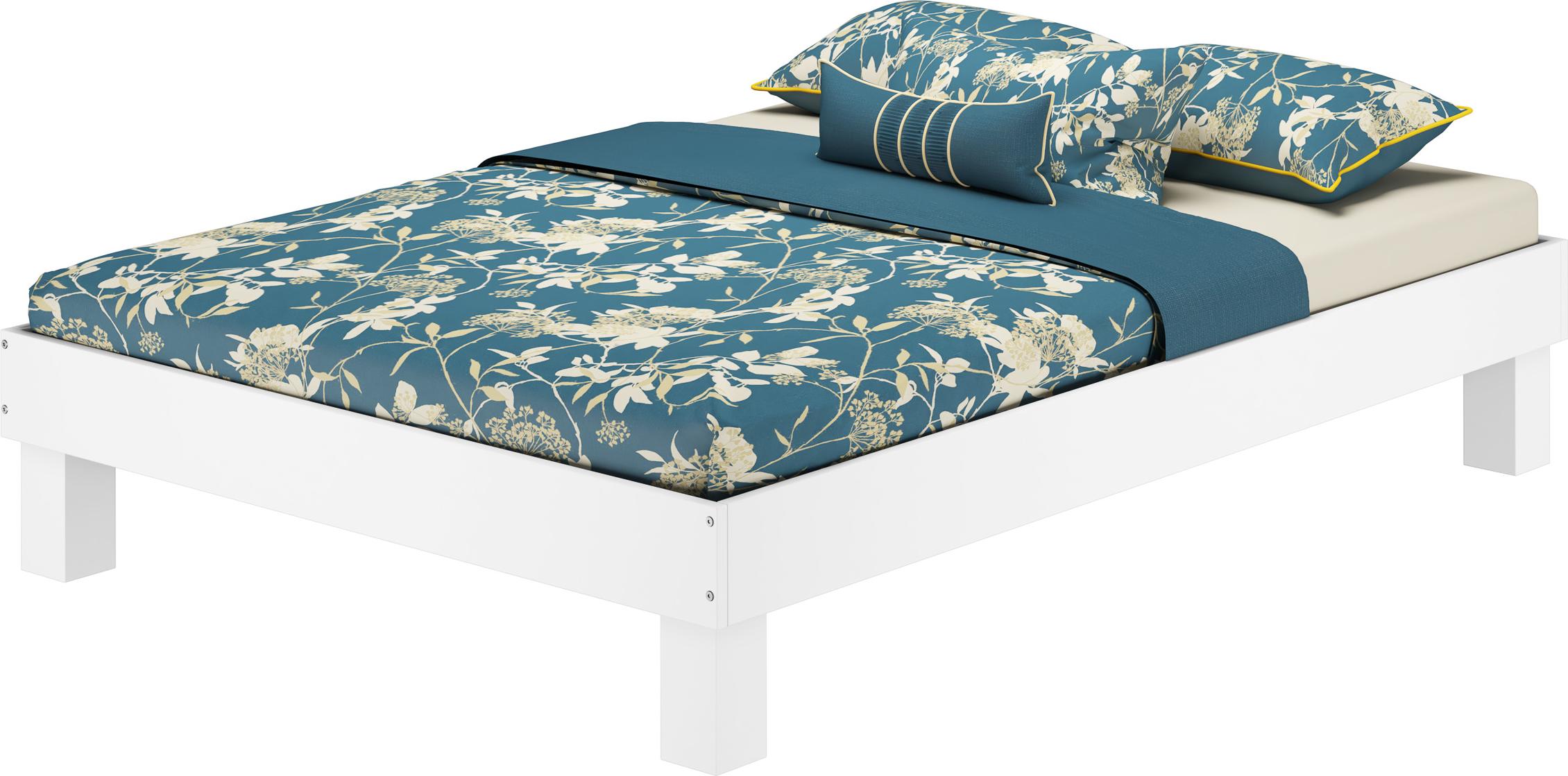 Erst-Holz Waschweißes Doppelbett Einzelbett in Überlänge Buche wählbare Bettbreite V-60.87W-220