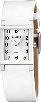 CALYPSO dámske náramkové hodinky módne analógové quartzové hodinky kožené biele UK5170/8