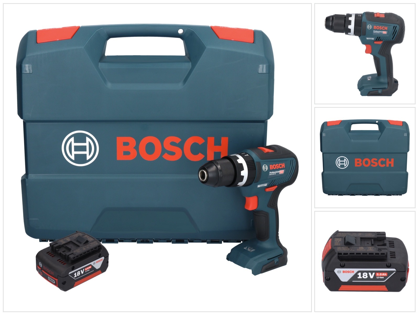 Bosch GSB 18V-55 Profesionálna akumulátorová príklepová vŕtačka 18 V 55 Nm bez kefiek + 1x akumulátor 5,0 Ah + kufor - bez nabíjačky