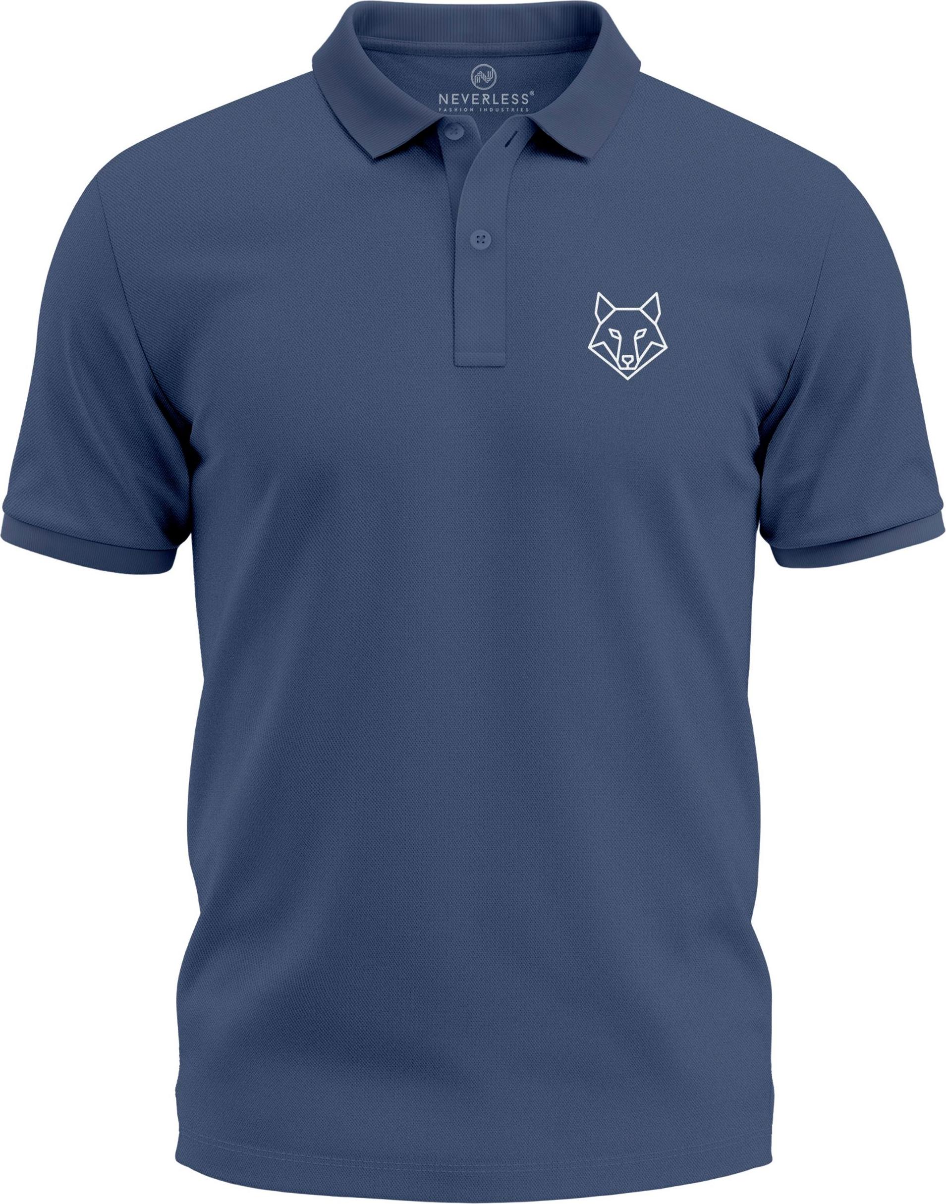 Poloshirt Herren Wolf Tierlogo im Polygon-Stil – Kurzarm Polo Sommer Outdoor Fashion Modern Fit Neverless® 278821