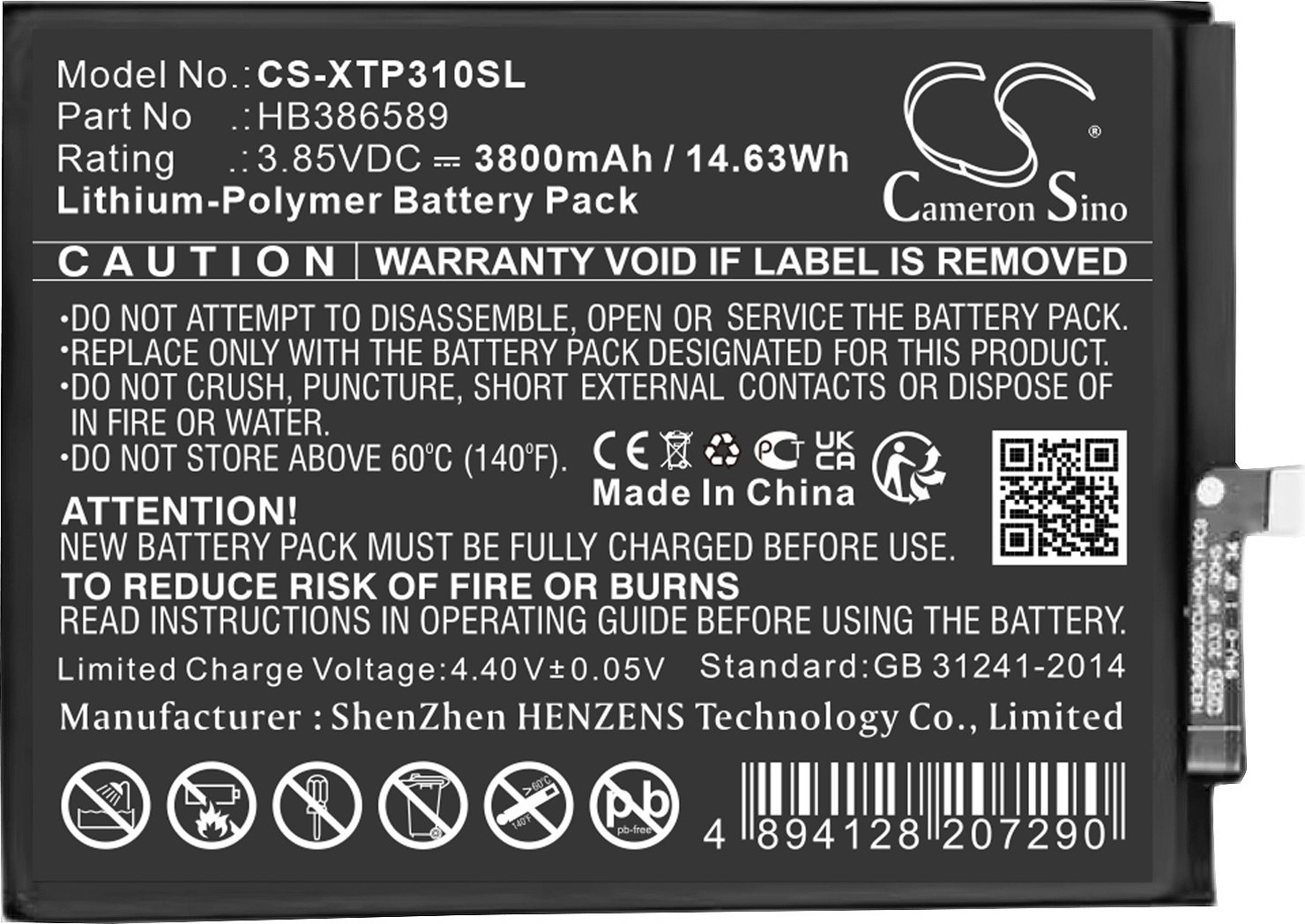 TECHTEK Akku Kompatibel mit [XTOOL] AutoProPAD LITE, AutoProPAD LITE Version Auto Key Programmer, X100PAD AUTO Key Programmer Tablet Ersetzt HB386589