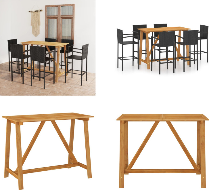 vidaXL 7-dielny záhradný barový set čierny - Záhradný barový set - Záhradné barové sety - Záhradné stoly a stoličky - Záhradné stoly a stoličky