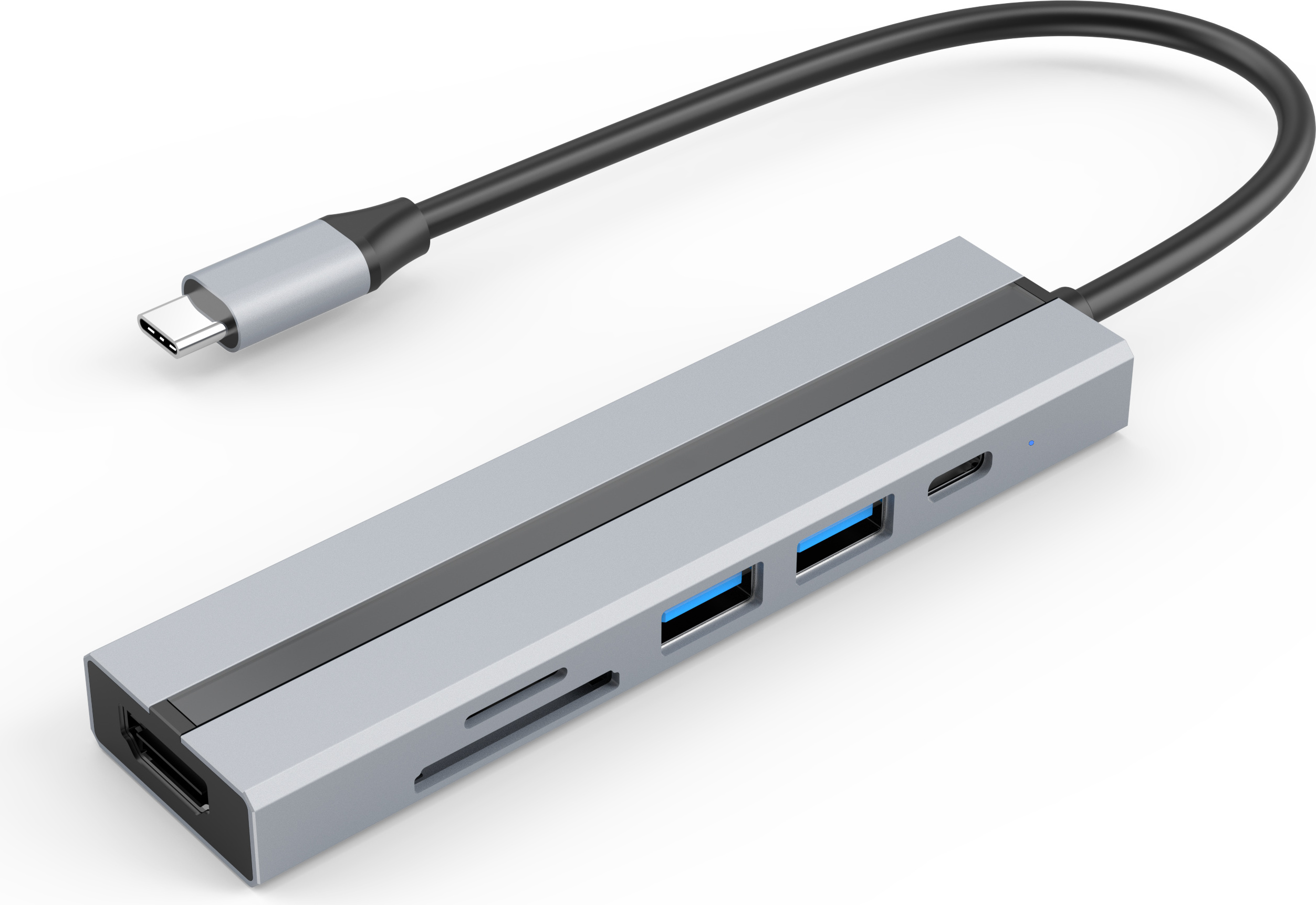 INF Rozbočovač USB-C 6 v 1 s 4K HDMI, porty USB 3.0/2.0, čítačka kariet SD/TF