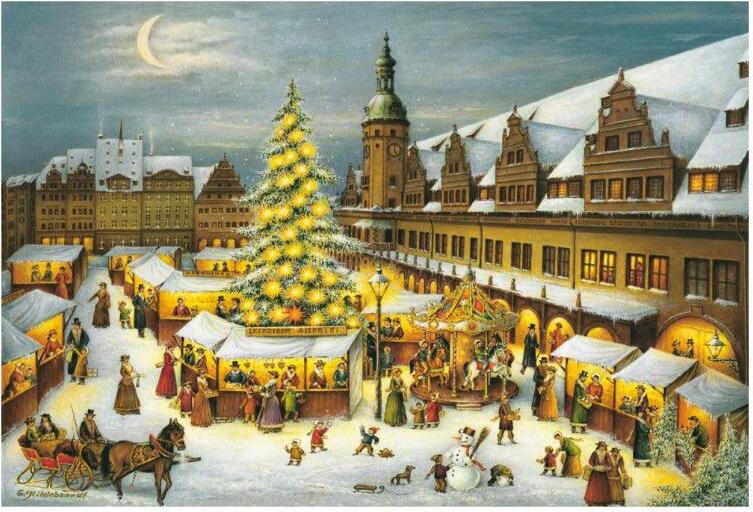 Adventný kalendár Lipského vianočného trhu s historickými motívmi