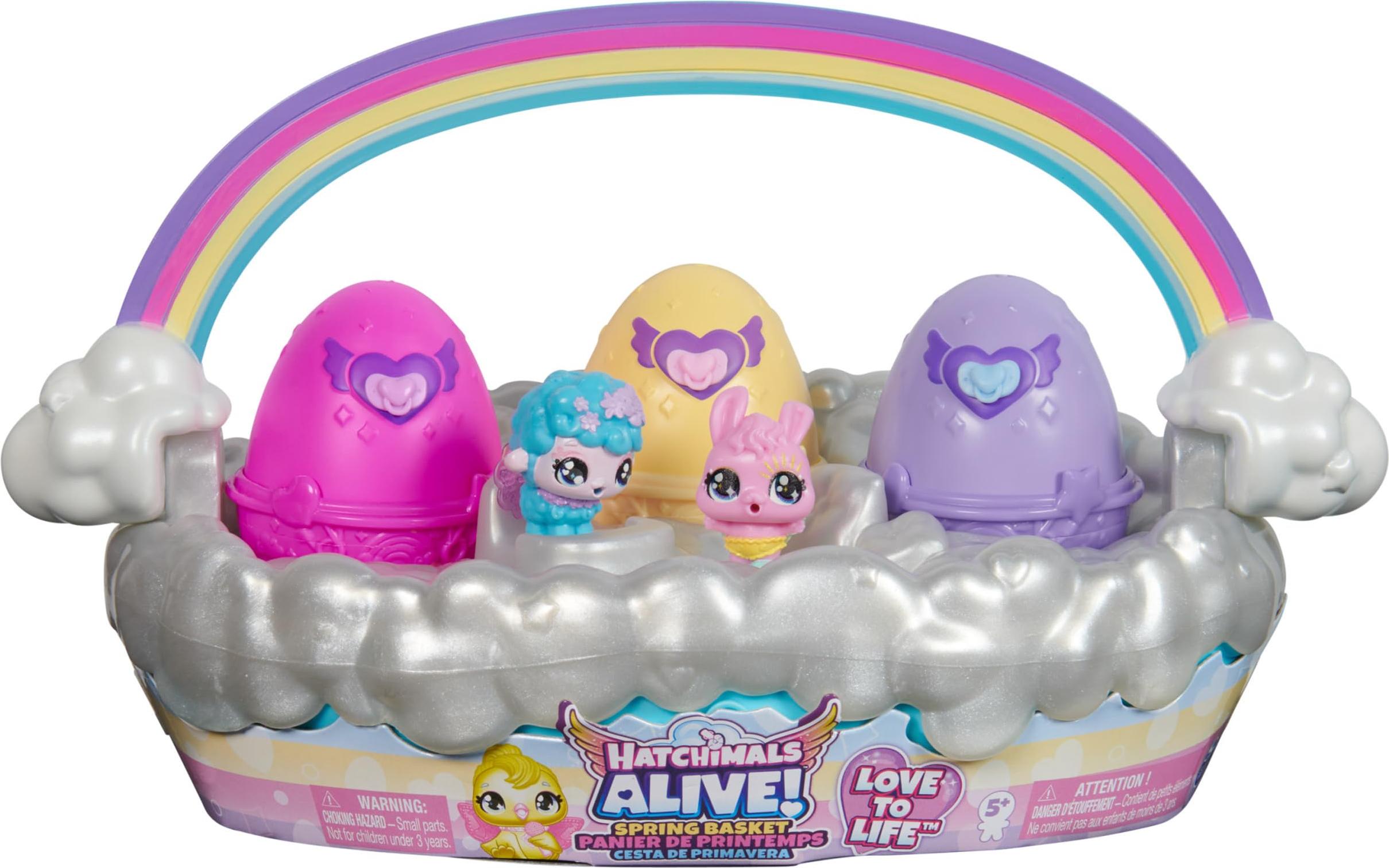 Spin Master Hatchimals Alive Frhlingskrbchen - mit 3 selbstschlpfenden Eiern und insgesamt 6 Tierchen fr fantasievollen Spielspa, Ostergeschenk fr Kinder ab 3 Jahren 20143949
