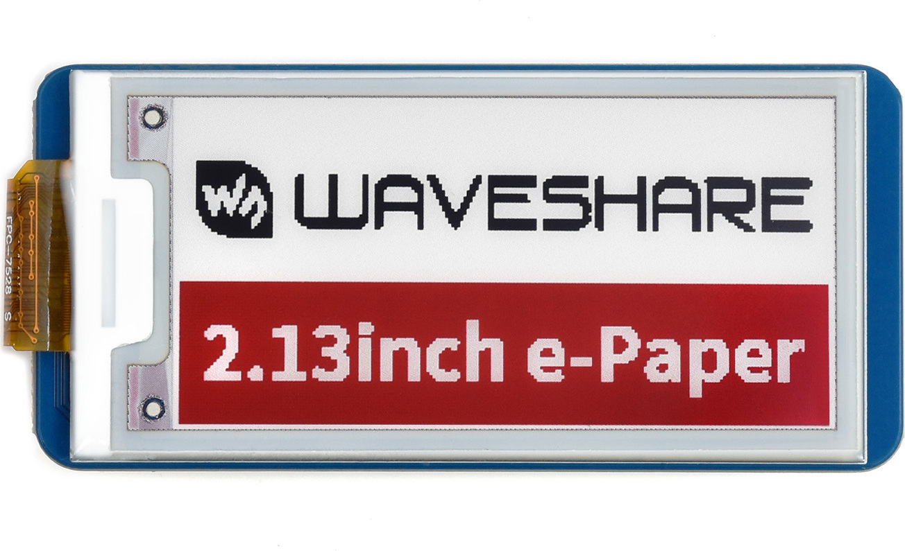 Sertronics WaveShare 2.13inch E-Paper E-Ink Display Module (B) for Raspberry Pi Pico, 212×104, Red / Black / White, SPI Pico-ePaper-2.13-B