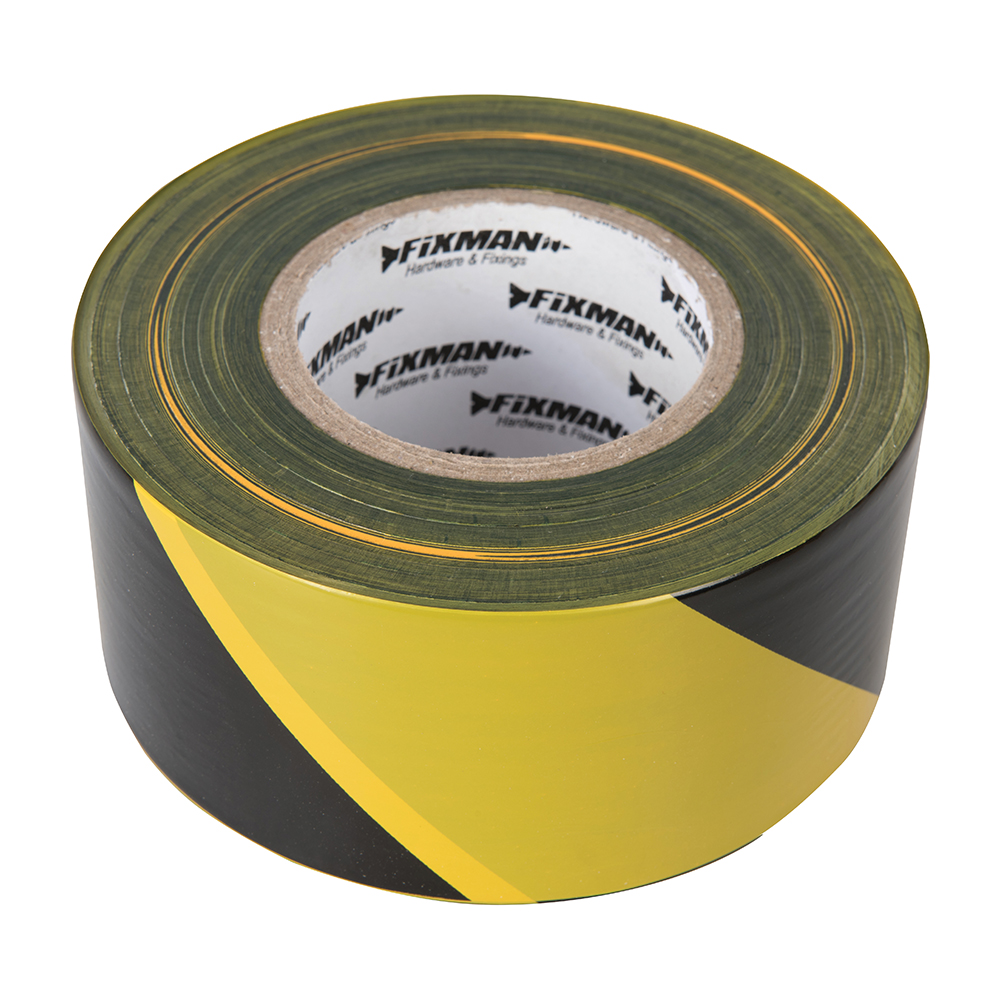 FIXMAN Absperrband 70 mm x 500 m schwarz / gelb Flatterband 535350