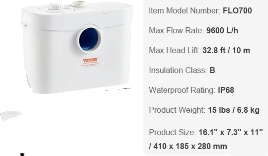 Čerpadlo drviča, výkon 700 W, prietok 9600 l/h, 700 W
