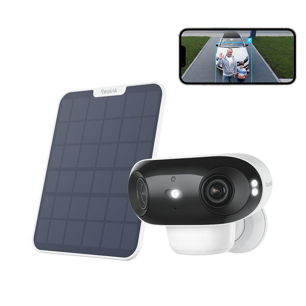 Vonkajšia bezpečnostná kamera Reolink 4K 8MP na batériu/solárny panel, nočné videnie ColourX, dvojitý objektív, 180° panoráma, dvojpásmové Wi-Fi 6, inteligentná detekcia