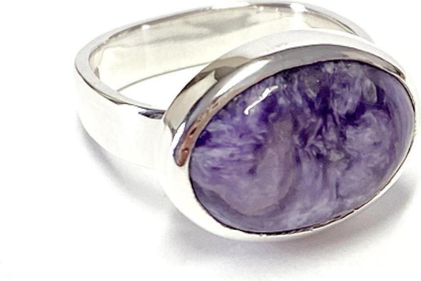 Edelschmiede925 wundervoller Handarbeits Ring in 925/- Sterling Silber mit Chaorit Cabochon oval #61 Edelschmiede925-34842