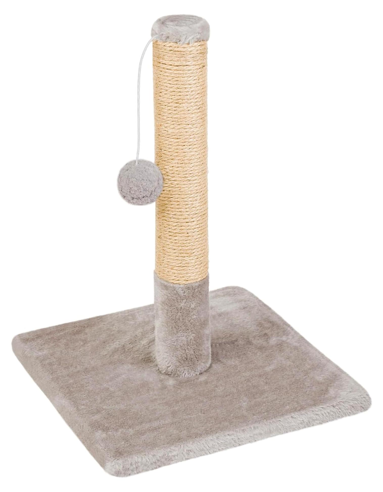 Markenlos Kratzbaum für Katzen mit hängendem Spielseil - Stabile Konstruktion und mehrere Plattformen zum Klettern - ideal für Krallenpflege und Unterhaltung - Grau 30x30x42 cm