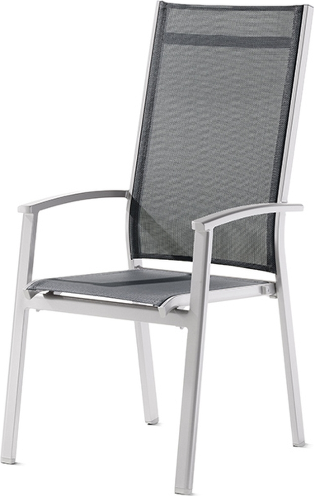 Gartenstuhl >Lima< in Graphit, Kunstfasergewebe - 65,5x108,5x63cm (BxHxT)