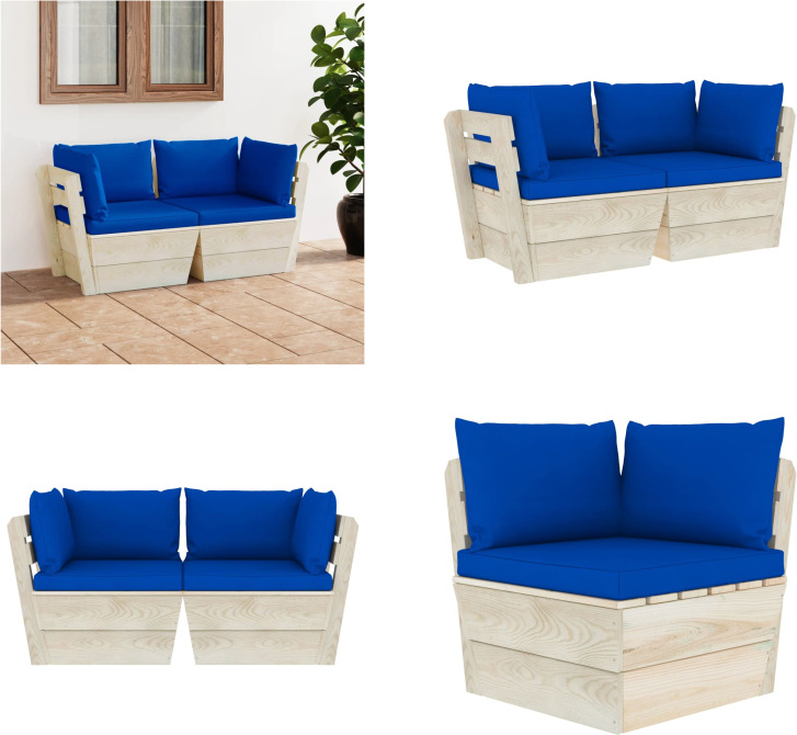 vidaXL Záhradná 2-miestna pohovka z paliet s vankúšmi zo smrekového dreva - Pohovka z paliet - 2-miestna pohovka - 2-miestne pohovky