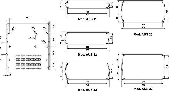 Teko GEHUSE MODELL 'AUS' - GRAU - 198 x 178 x 54 mm TKAUS12G