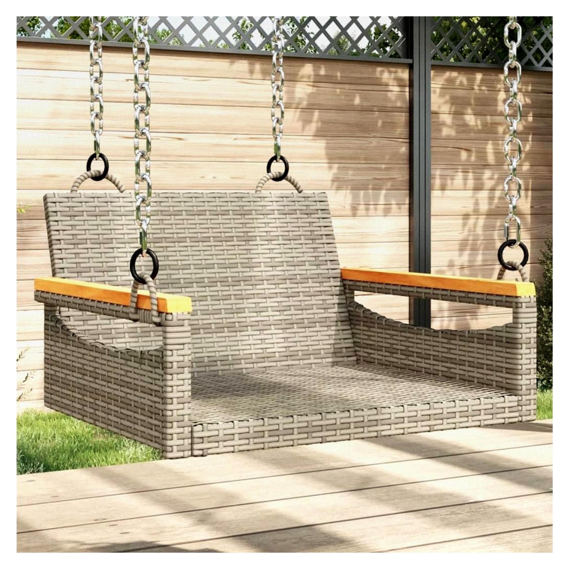 Markenlos Hängesessel Grau 63 x 62 x 40 cm aus Poly Rattan