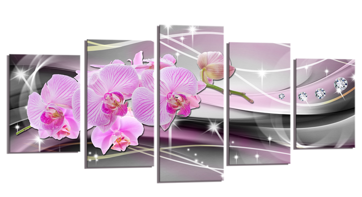 sofort lieferbar Bild 4 tlg Leinwand black Orchidee 160x70cm XXL Bilder Nr 6538 