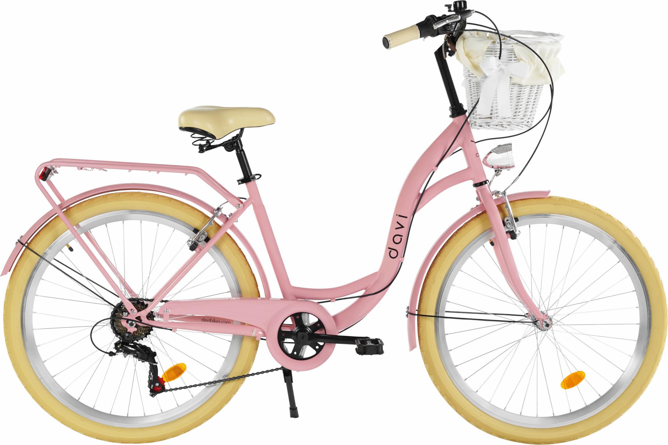 Damenfahrrad Davi Emma 26", 7 Gänge, 155-180 cm, Rosa/Creme
