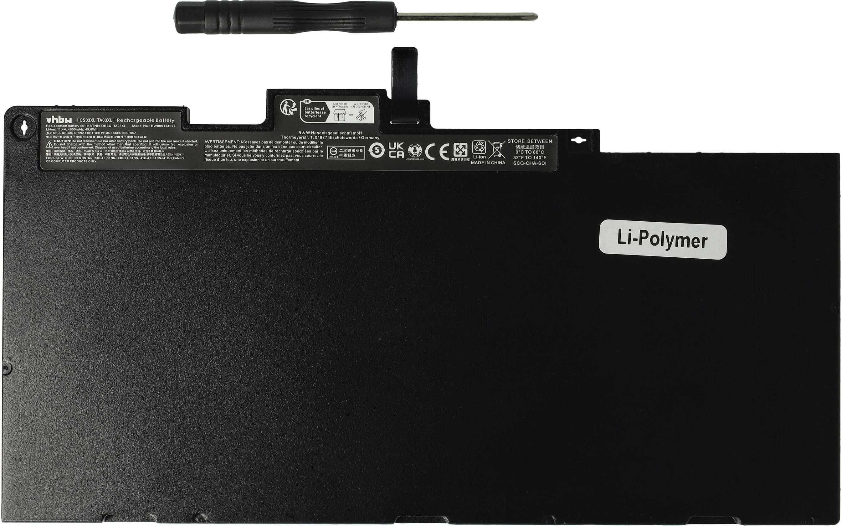 Vhbw Akku Für HP EliteBook 745/755 G3/G4 – 4000 MAh, 11,4 V, Li-Polymer, Austausch-Akku