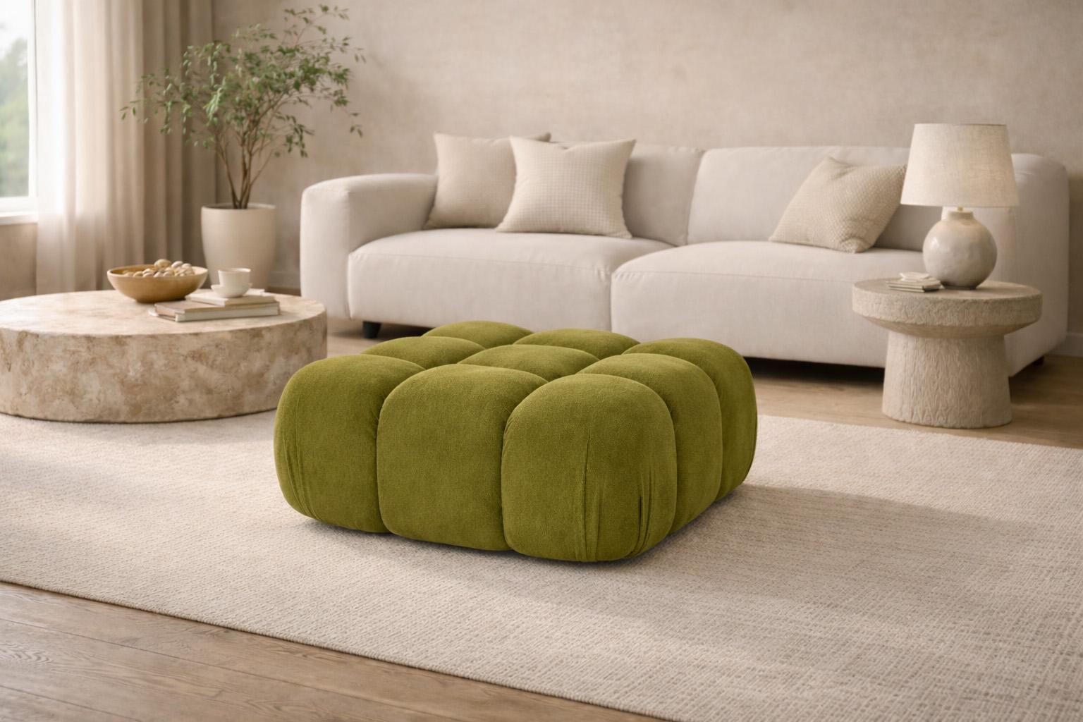 Kaiser Möbel Hocker Modularer, Veloursstoff Salvador, Olive, Selia