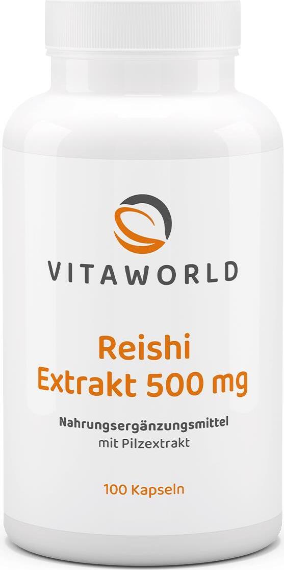 Vita-World Vita World Reishi Extrakt 500 mg | 100 Kapseln | 1000 mg Reishi-Extrakt und 100 mg Polysaccharide pro Tagesverzehrmenge | vegan