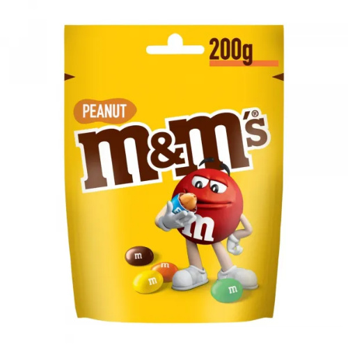 Mars M&M's Erdnuss Schokolinsen, knusprige Erdnüsse in Milchschokolade, Beutel 12x 200g