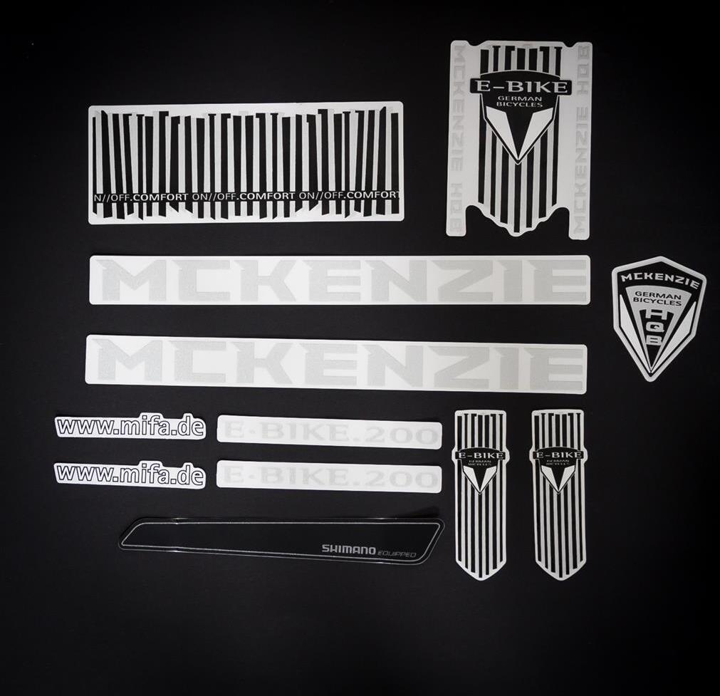 MIFA Fahrrad Rahmen Aufkleber Schriftzug Set Decal Bike silber Design