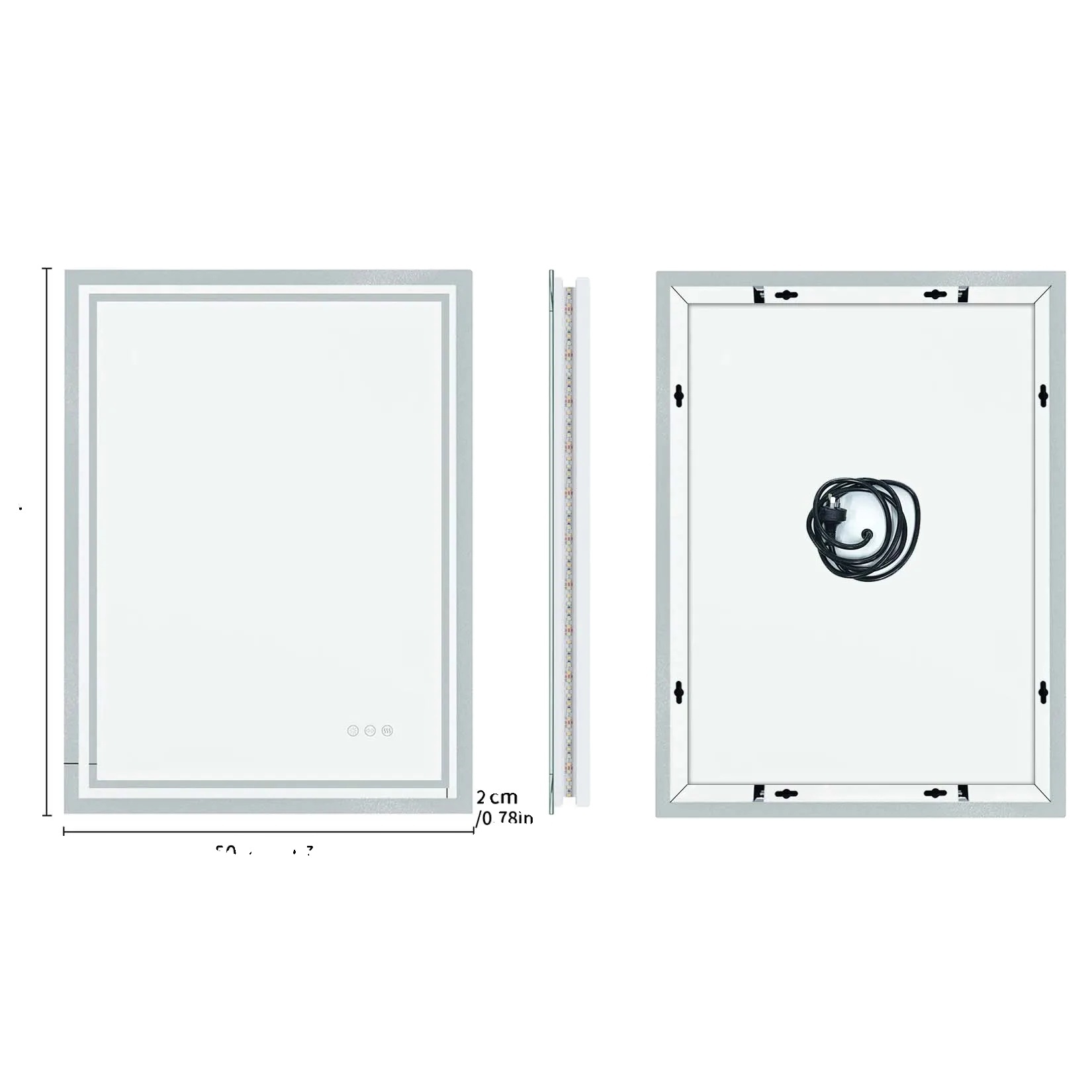 OEM Badezimmerspiegel, LED-Beleuchtung, Anti-Beschlag-Technologie, 19.7x27.5 Zoll 3151