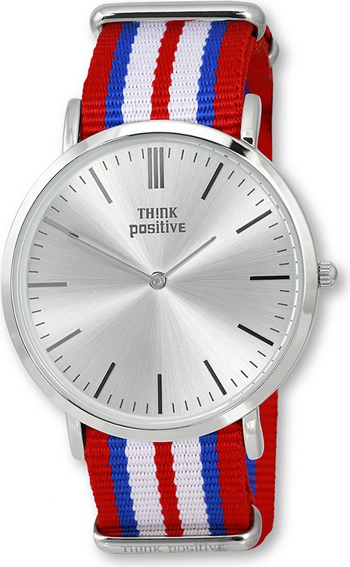 THINK positive textilné dámske náramkové hodinky červené biele Casual Classic D2UTP3055R