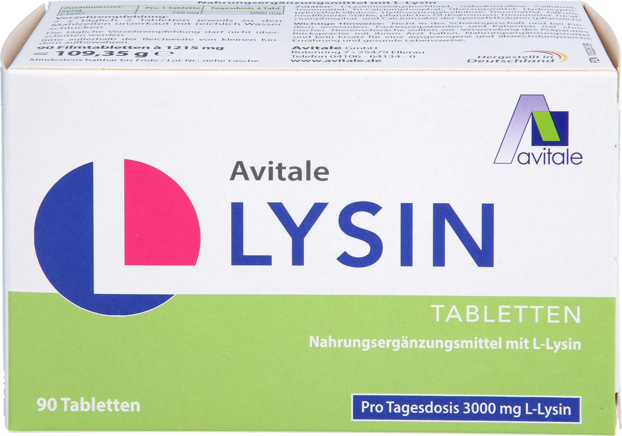 Avitale L-Lysin 750mg Tabletten, 90 St TAB 10326139
