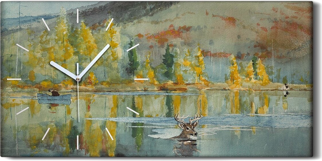 coloray Leinwand Uhr Küche Wohnzimmer Bild 60x30 Winslow Homer Ein Oktobertag Vintage - weiße Hände zch-60x30-w0011227-b