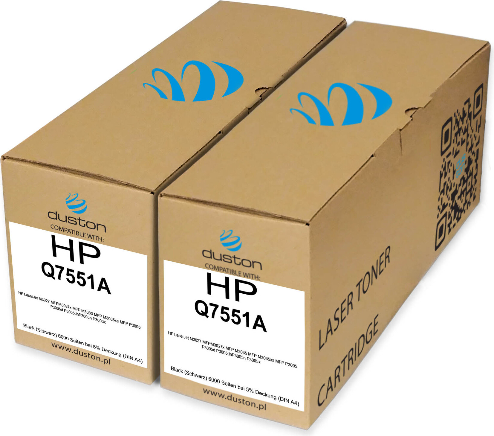 2x Q7551A, 51A Tonerová tlačová kazeta čiernej farby kompatibilná s HP LaserJet M3027 MFPM3027x MFP M3035 MFP M3035xs MFP P3005 P3005d P3005dnP3005n P3005x