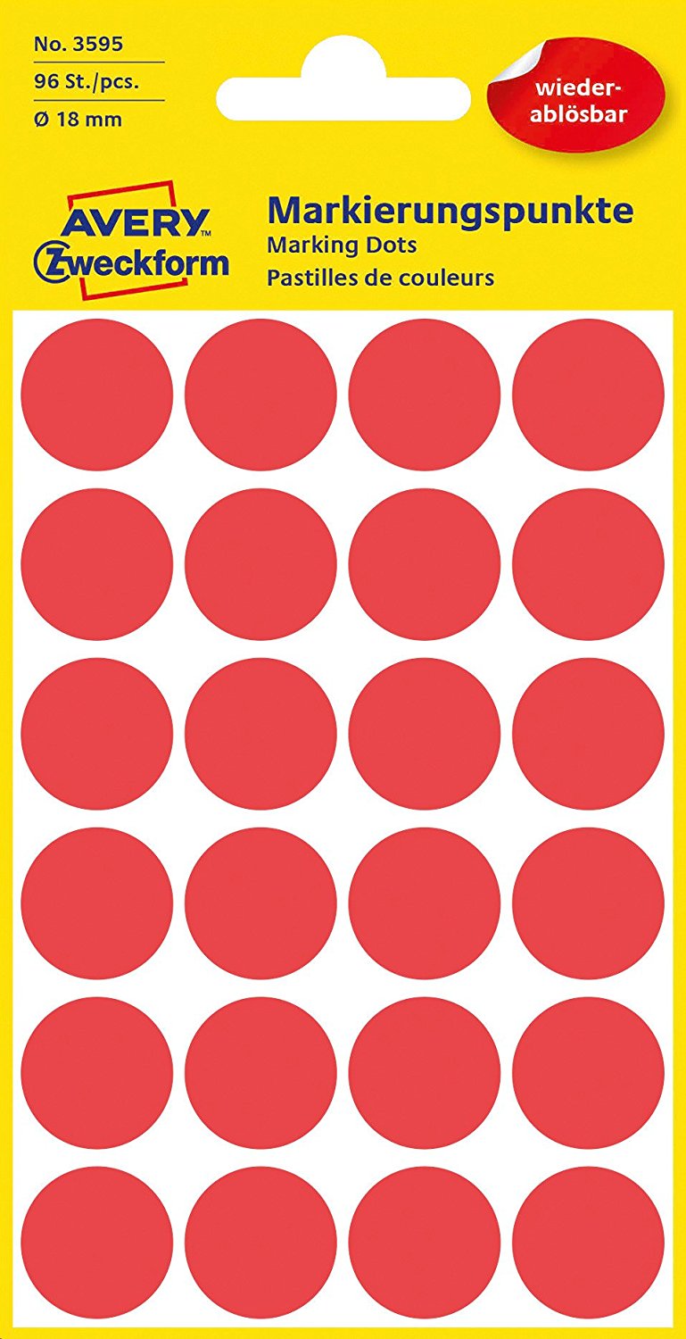 agipa Markierungspunkte Durchmesser 19 mm rund rot 90 Stück 