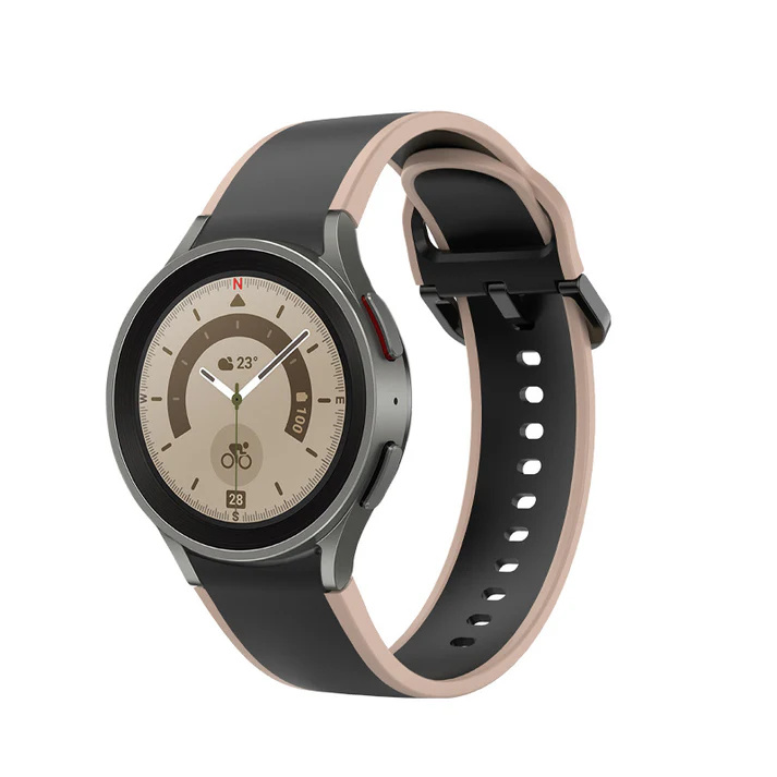 SYSTEM-S 20 mm silikónový remienok pre Samsung Galaxy Watch 5 4 Smartwatch Beige Black