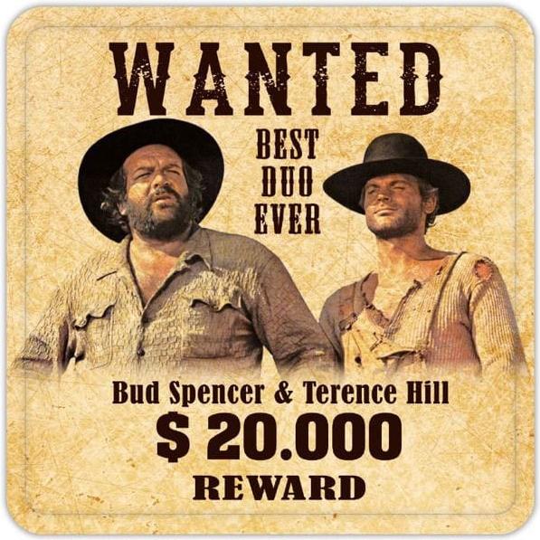 Blechwaren Fabrik Braunschweig Gmbh Bud Spencer & Terence Hill Bierdeckel aus Blech Wanted 10 x 10 cm 10057