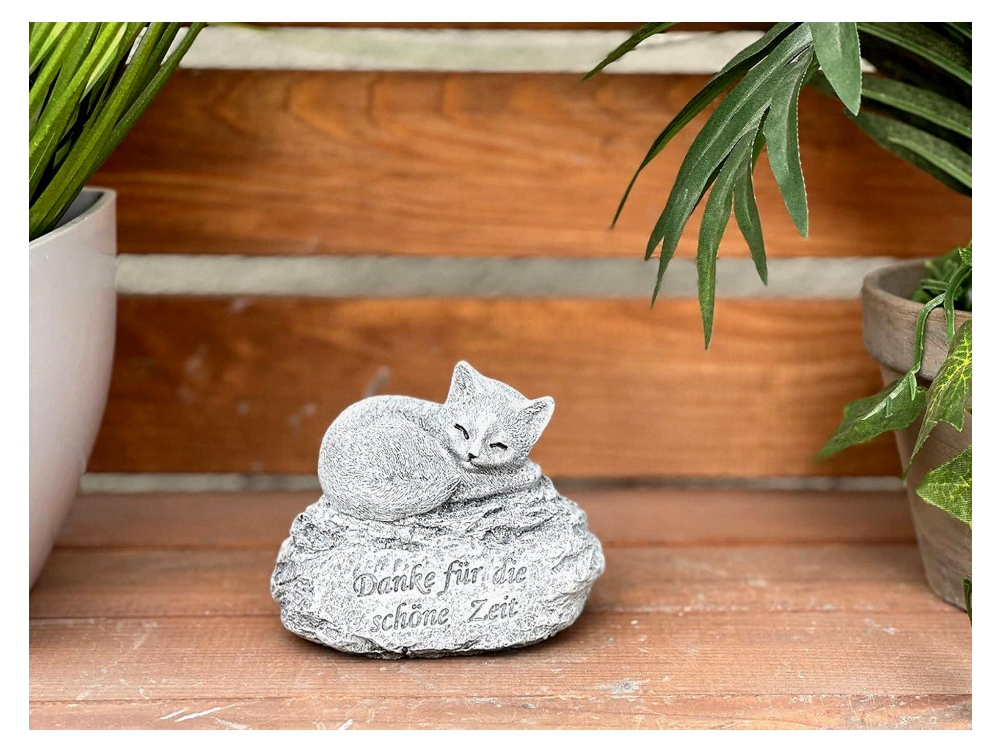 Markenlos Grabstein Katze frostfest Danke für die schöne Zeit massiv