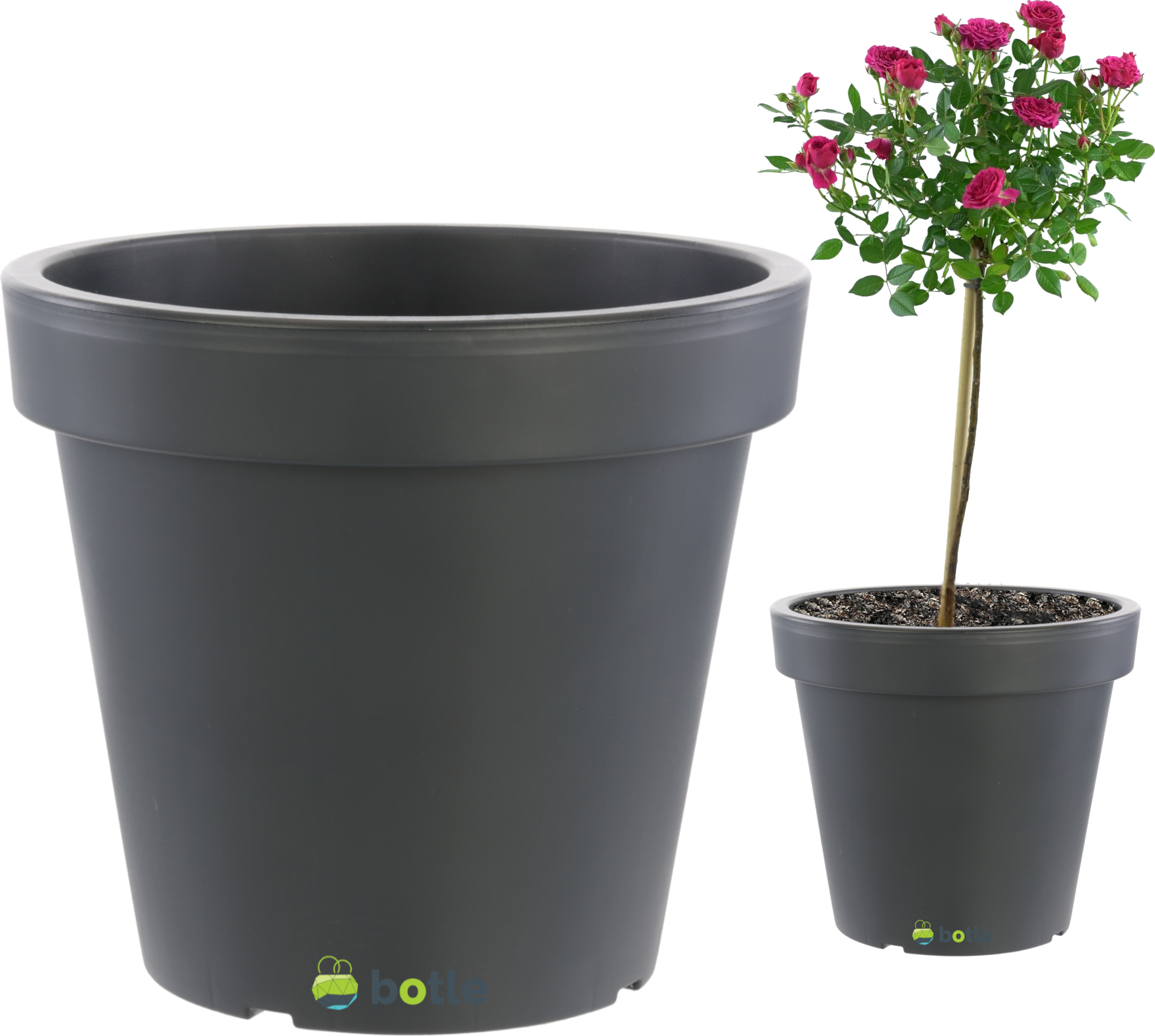 Botle Vaso Da Fiori Quadrato Con Sottovaso – 30 Cm Lato, Altezza 25 Cm – Colore Antracite – Resistente Al Gelo E Agli Urti – Per Interni/Esterni, 13,8 Litri