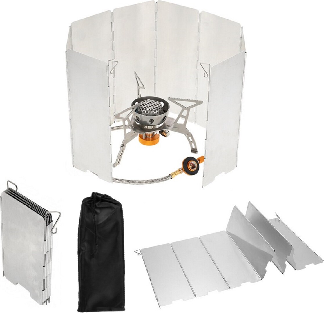 10 Platten Windschutz Faltbarer Aluminium Kochstellen BBQ Campingkocher Outdoor 
