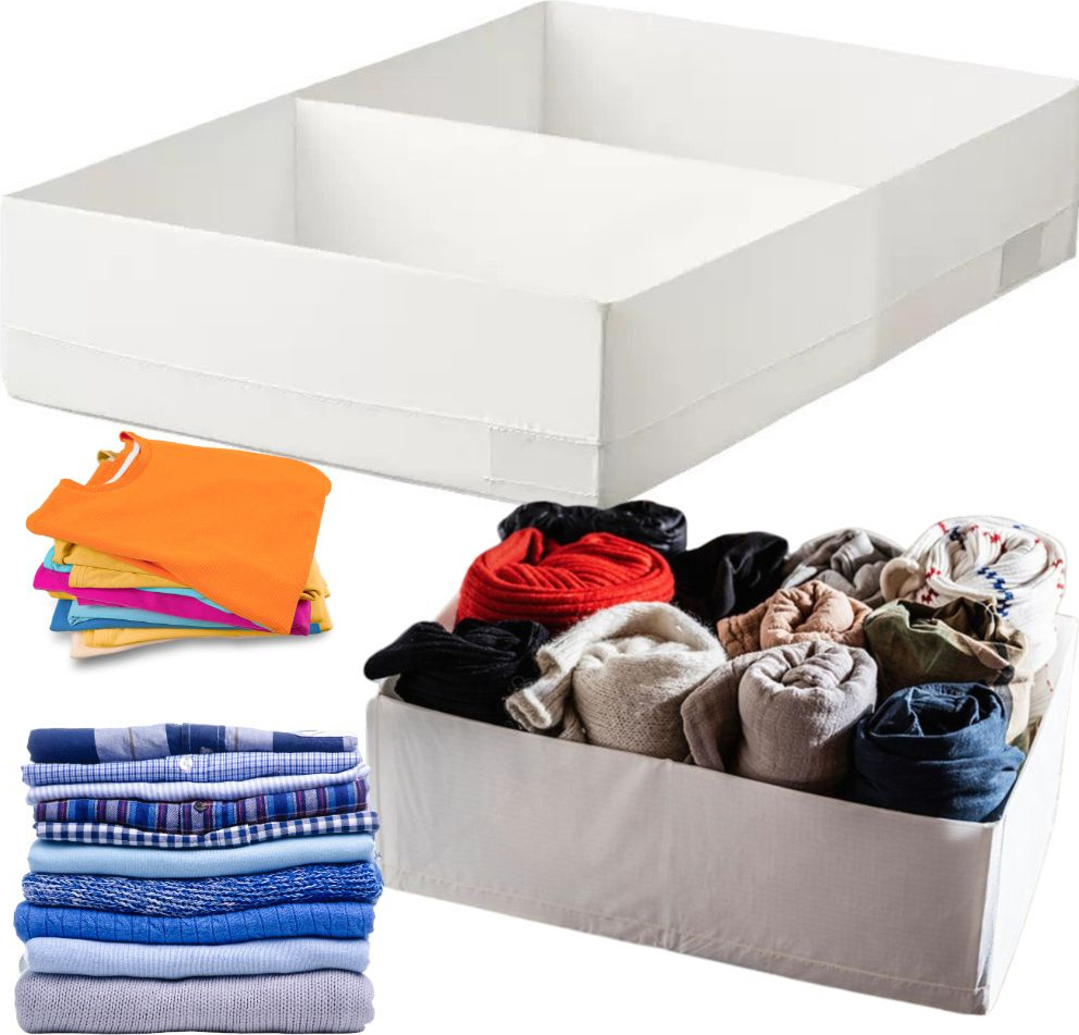 Verk Unterwäsche- und Socken-Organizer mit Trennwand, weiß