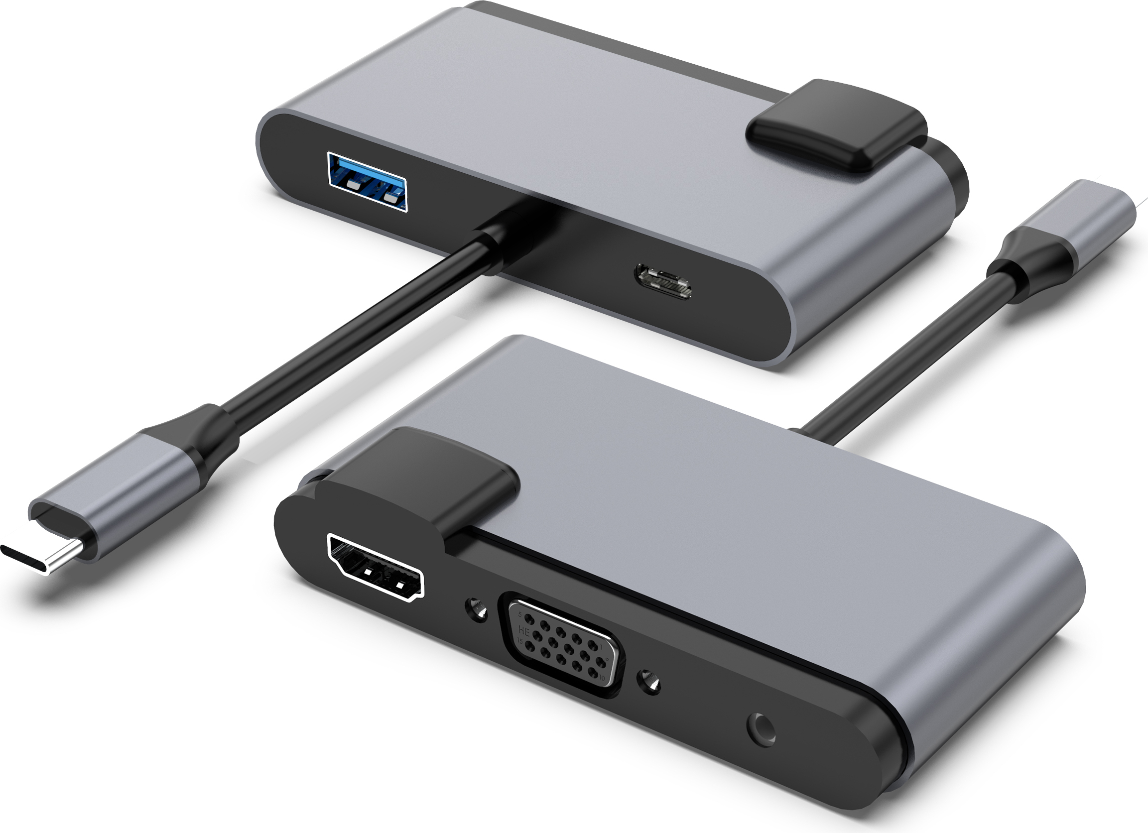 INF 5-in-1 USB-C Hub mit HDMI, VGA, USB 3.0, Audio und PD-Ladung 362775