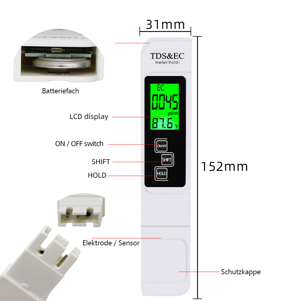 ARKA ARKA myAQUA pH/TDS/EC Measuring Device with Thermometer