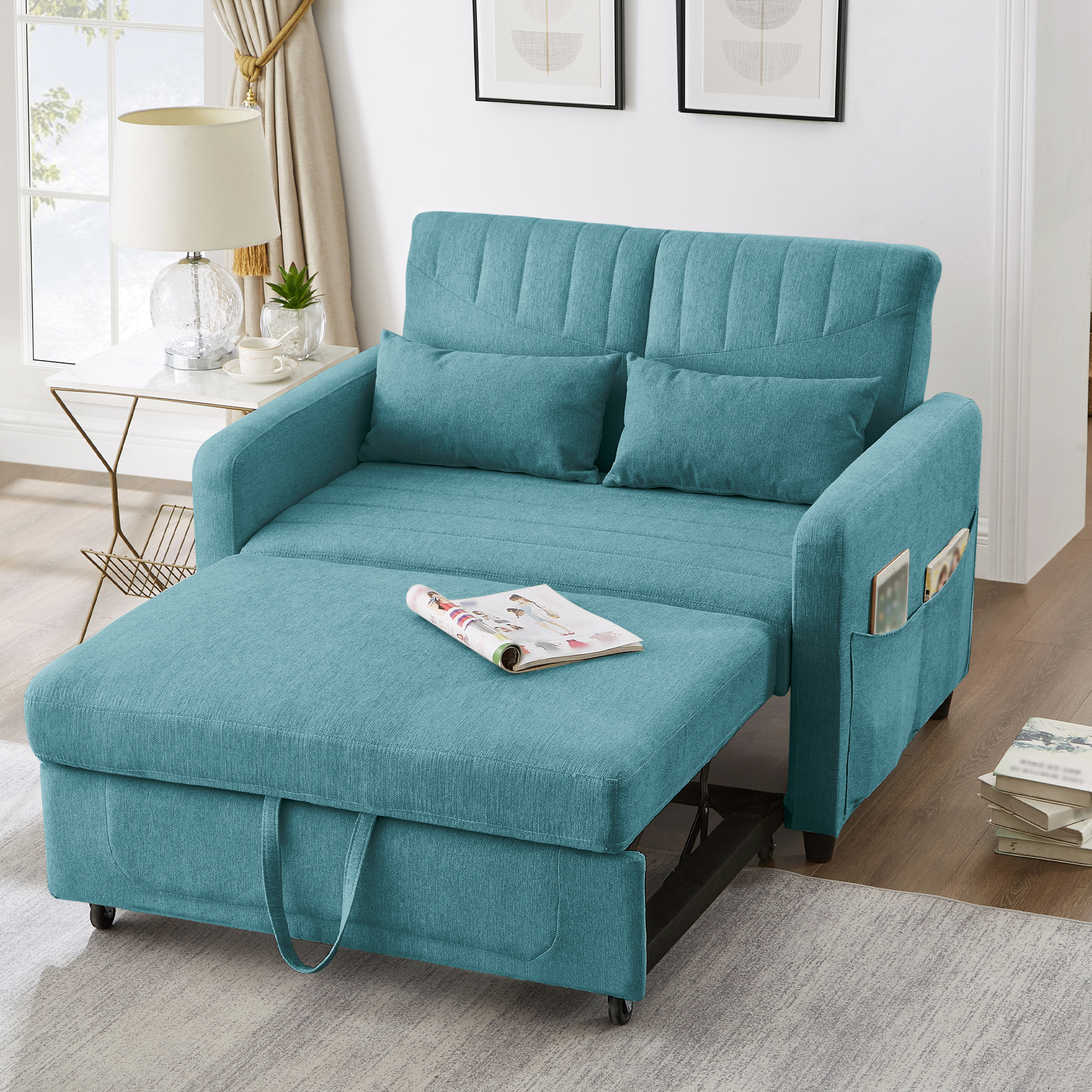 Merax 2-in-1 Ausziehbares Schlafsofa mit dreistufig