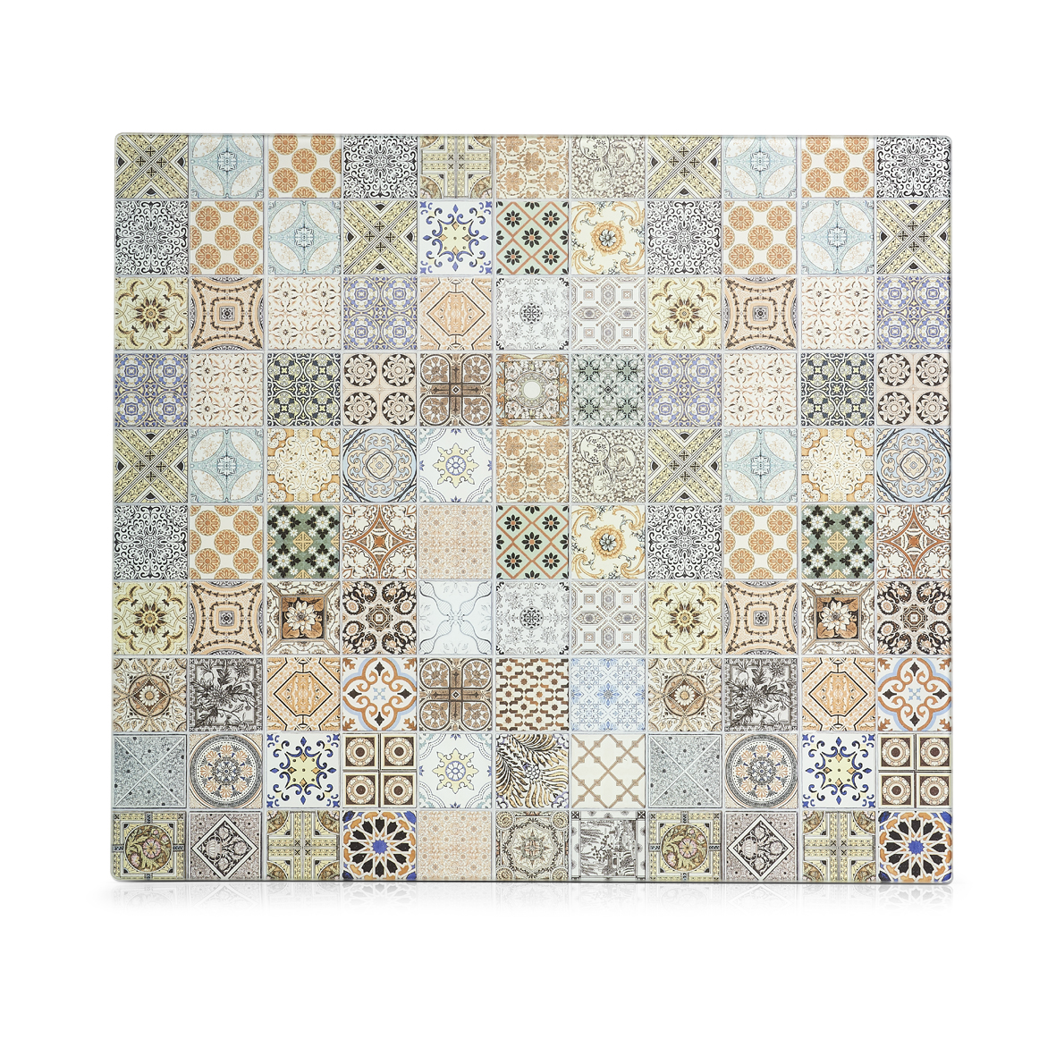 Piastra Copri Fornelli TMK 60x52 Cm In Vetro Temperato | Decorativo Paraschizzi E Tagliere Per Cucina | Design Città Bianco - 3