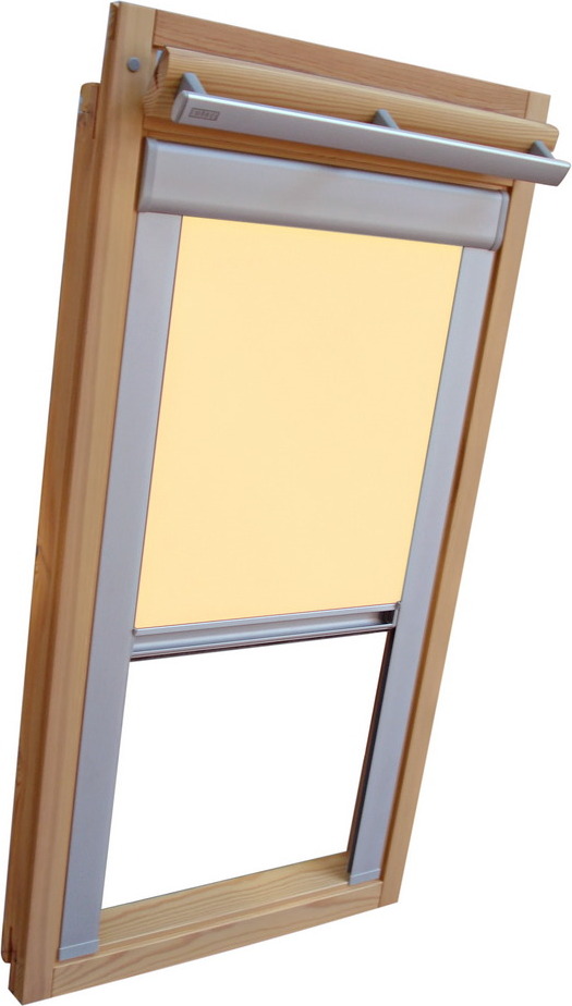 Sonnenschutz-HH Rollo für VELUX Dachfenster Sichtschutz mit Seitenschienen VL/VG/VX - 067 Typ I - Baujahr ab April 1983 - hellgelb-creme 2020016994