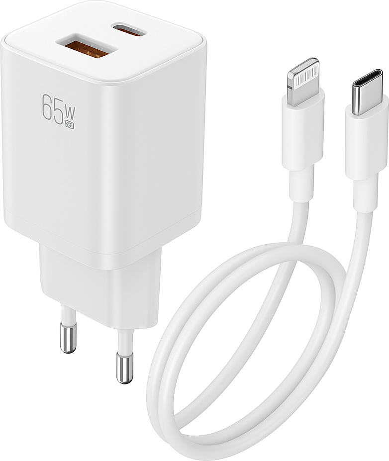 Nabíjačka USB C USB napájací zdroj rýchla nabíjačka nabíjačka mobilných telefónov Nabíjačka USB-C 65 EUuniverzálny napájací zdroj - Kompatibilný s MacBook, iPhone, Samsung a ďalšími zariadeniami - Type-C Lightning 2 metre