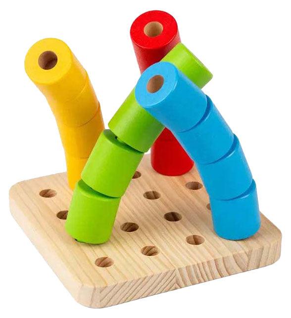 Wackeliges Steckbrett aus Holz von Bigjigs, 17-teilig. 37007